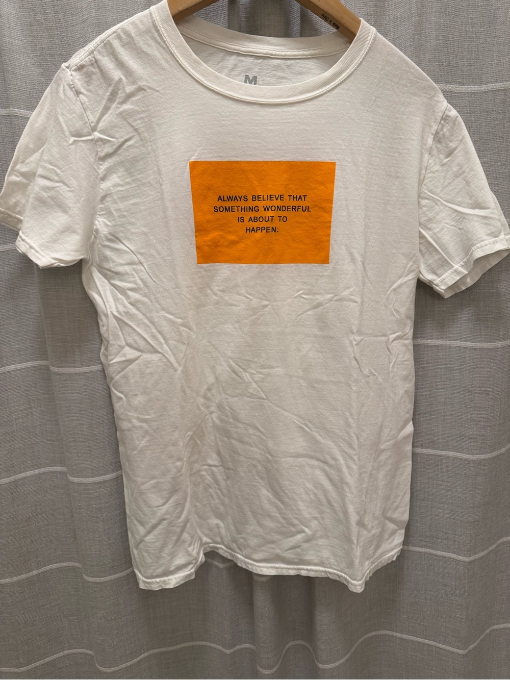 White Crewneck T-Shirt with Orange Motivational Print
